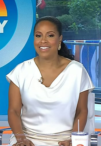 Sheinelle’s white cowl neck top on Today