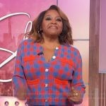 Sherri’s plaid cardigan and skirt on Sherri