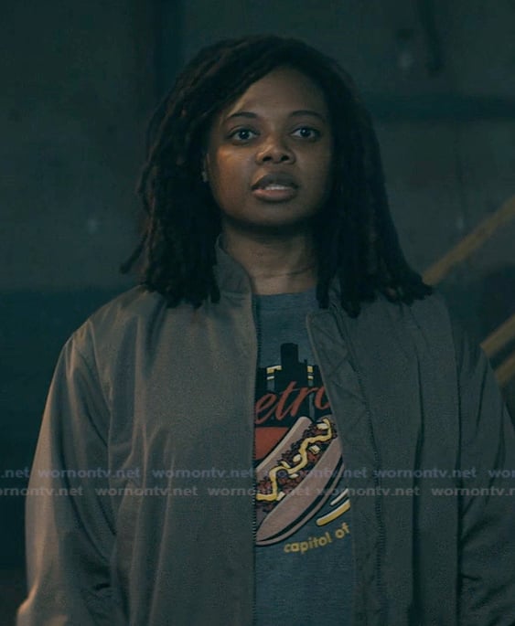 Sister Sage’s hot dog graphic tee on The Boys