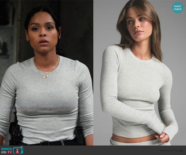 Skims Cotton Jersey Long Sleeve T-Shirt worn by Andrea Cruz (Ash Santos) on Marshals
