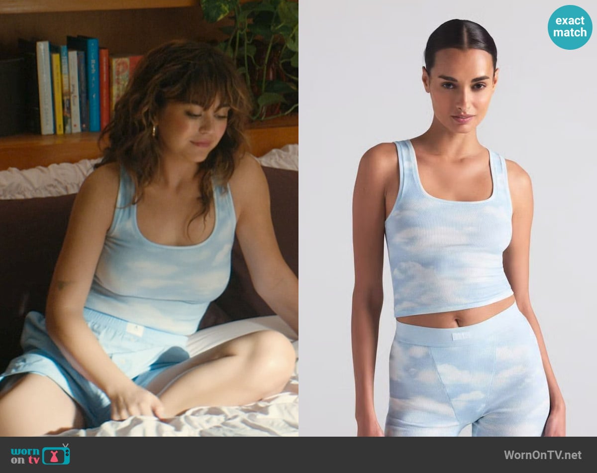 Skims Cotton Rib Tank in Blue Cloud worn by Allie Hayes (Mika Abdalla) on Off Campus