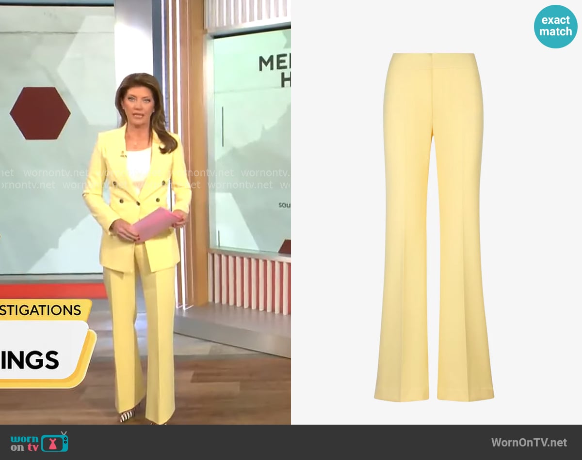 Smythe Classic Pant in Daffodil worn by Norah O'Donnell on CBS Mornings