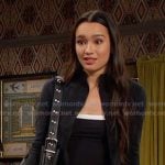 Sophia’s black contrast trim cami on Days of our Lives
