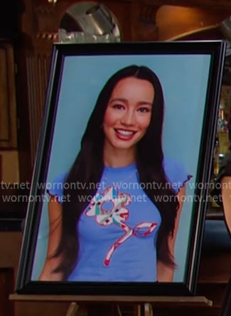 Sophia’s blue floral tee on Days of our Lives