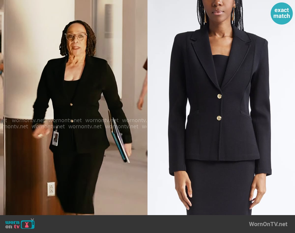 St John Erin Santa Roma Knit Jacket worn by Sharon Goodwin (S. Epatha Merkerson) on Chicago Med