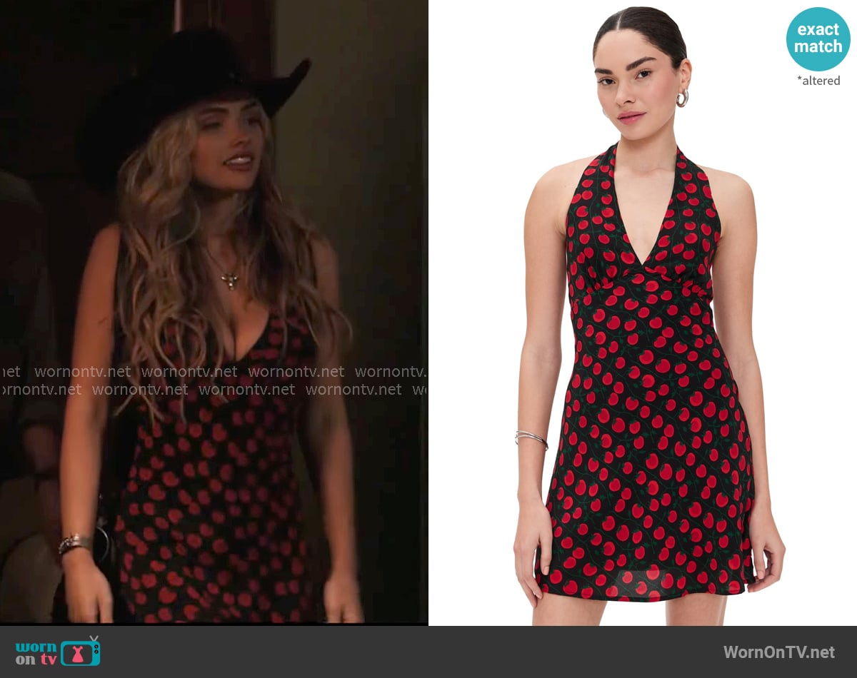 Staud Lucca Mini Dress in On The Vine worn by Oreana (Natalie Alyn Lind) on Dutton Ranch