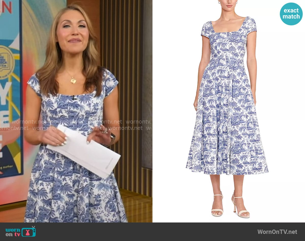Staud Wells Printed Dress worn by Lori Bergamotto on Good Morning America