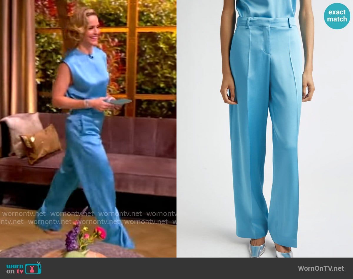Stella McCartney Satin Straight Leg Pants worn by Sara Haines on The View