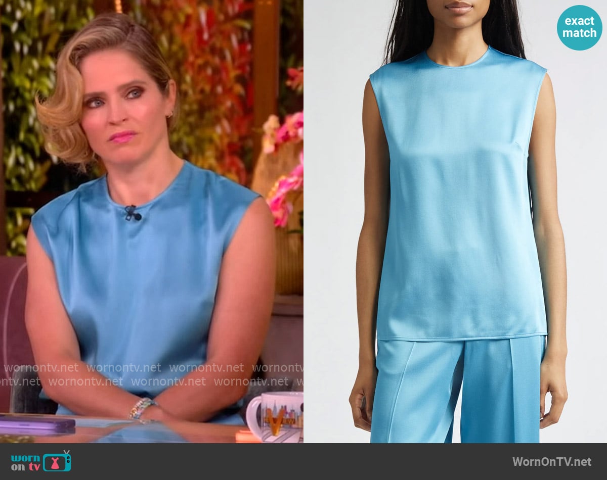 Stella McCartney Sleeveless Crepe Back Satin Top worn by Sara Haines on The View