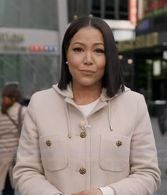 Stephanie’s beige hooded jacket on Good Morning America