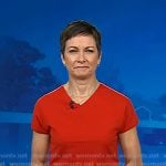 Stephanie’s red v-neck short sleeve sweater on Today