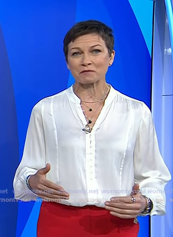 Stephanie’s white button down satin blouse on Today
