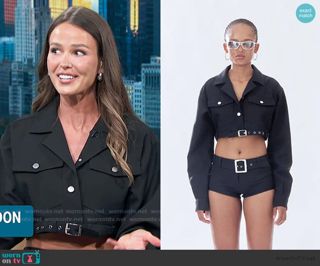 Stolen Studios Oversized Biker Jacket worn by Jocelyn Hudon on Access Hollywood