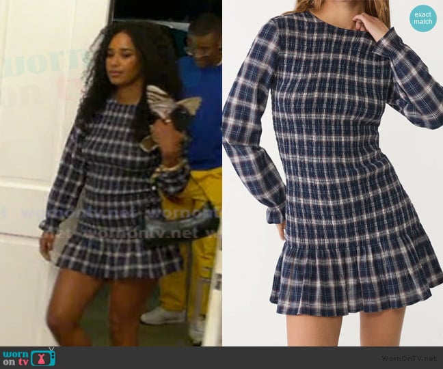 Stradivarius Short check dress with ruffles worn by Mia Calabrese on Summer House