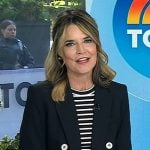 Savannah’s black striped top and blazer on Today