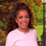 Sunny’s embellished top and printed skirt on The View