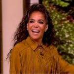 Sunny’s mustard fringe shirt and skirt on The View