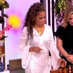 Sunny's white crinkle wrap dress on The View