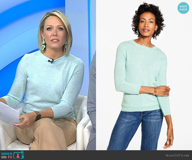 Talbots Audrey Cashmere Sweater in Light Soft Jade Heather worn by Dylan Dreyer on Today