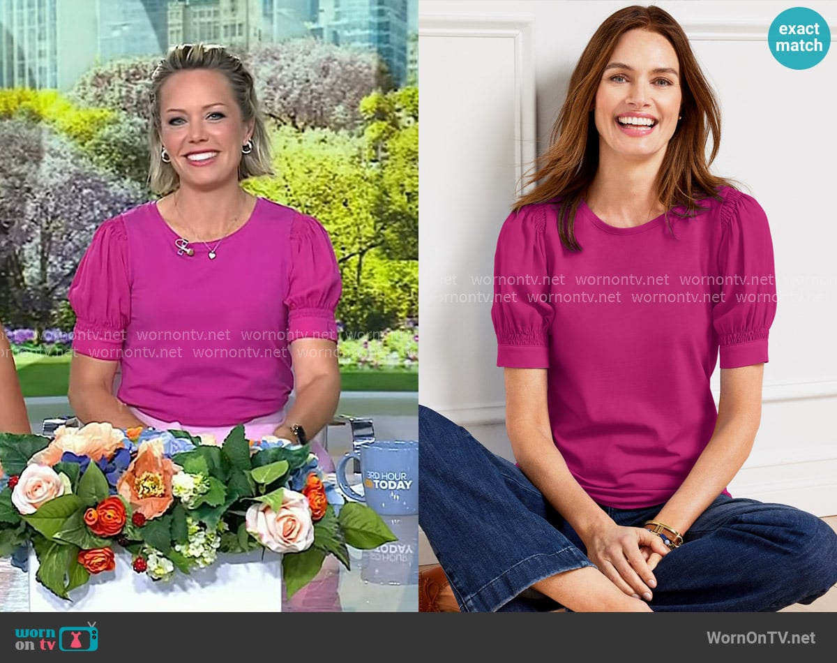 Talbots Woven Sleeve Crewneck Tee worn by Dylan Dreyer on Today