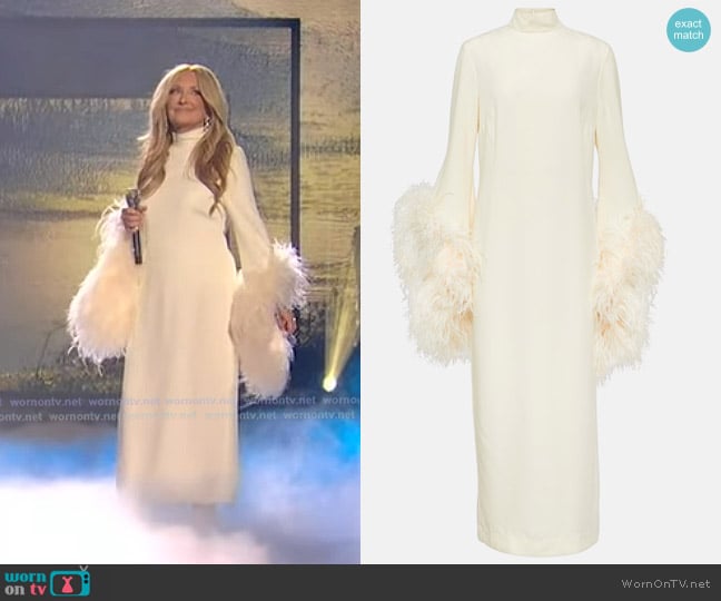 Taller Marmo Del Rio feather-trimmed Midi Dress worn by Lee Ann Womack on American Idol