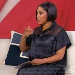 Tamron's sheer stripe top and skirt on Tamron Hall Show
