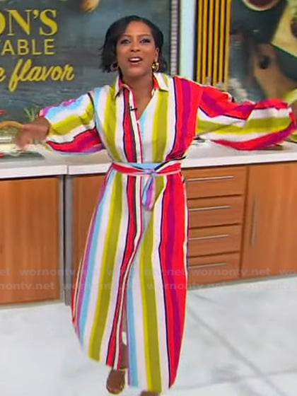 Tamron’s striped shirtdress on Tamron Hall Show