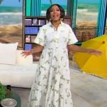Tamron’s white embroidered dress on Tamron Hall Show