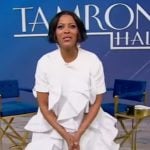 Tamron’s white ruffle tee dress on Tamron Hall Show