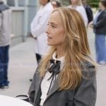 Teddy’s white blouse and grey plaid coat on Greys Anatomy