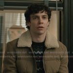 Teddy’s beige shearling collar puffer jacket on Elsbeth