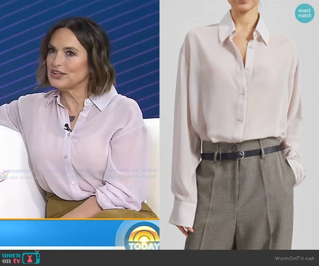Mariska Hargitay’s pink button down blouse on Today