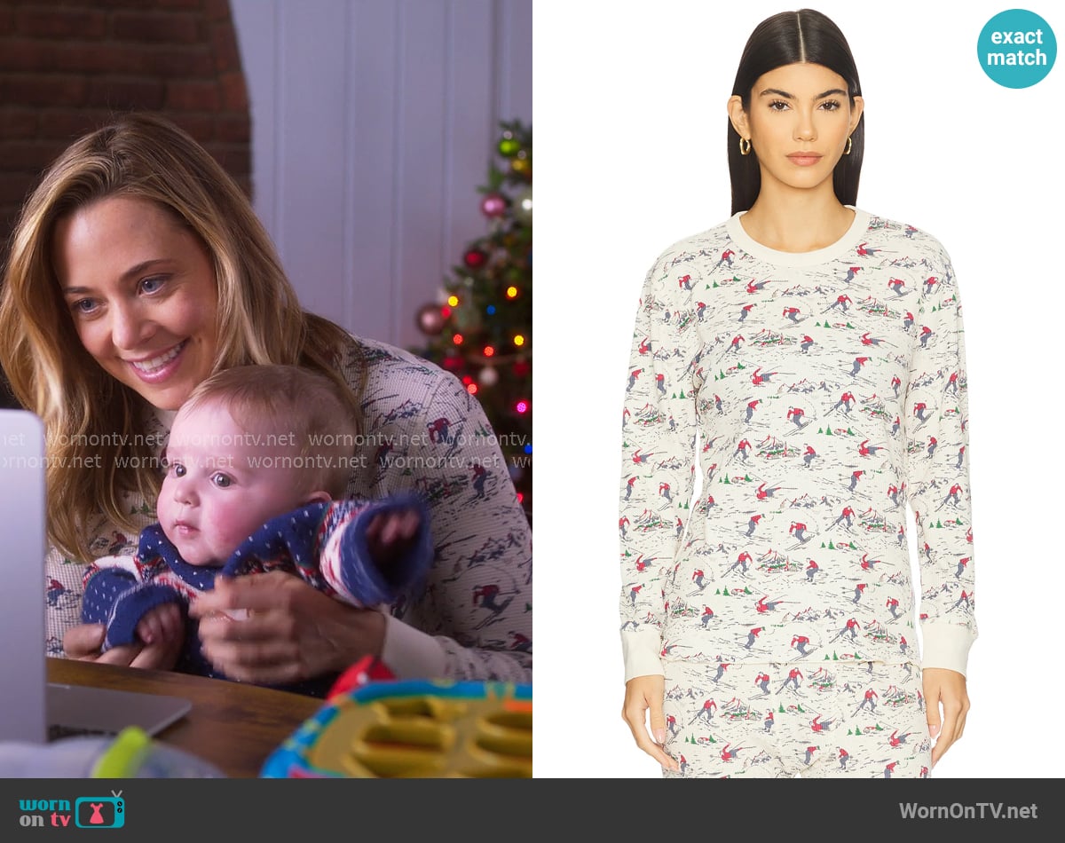 The Great The Classic Crew Thermal in Slopeside worn by Ginny (Erika Henningsen) on The Four Seasons