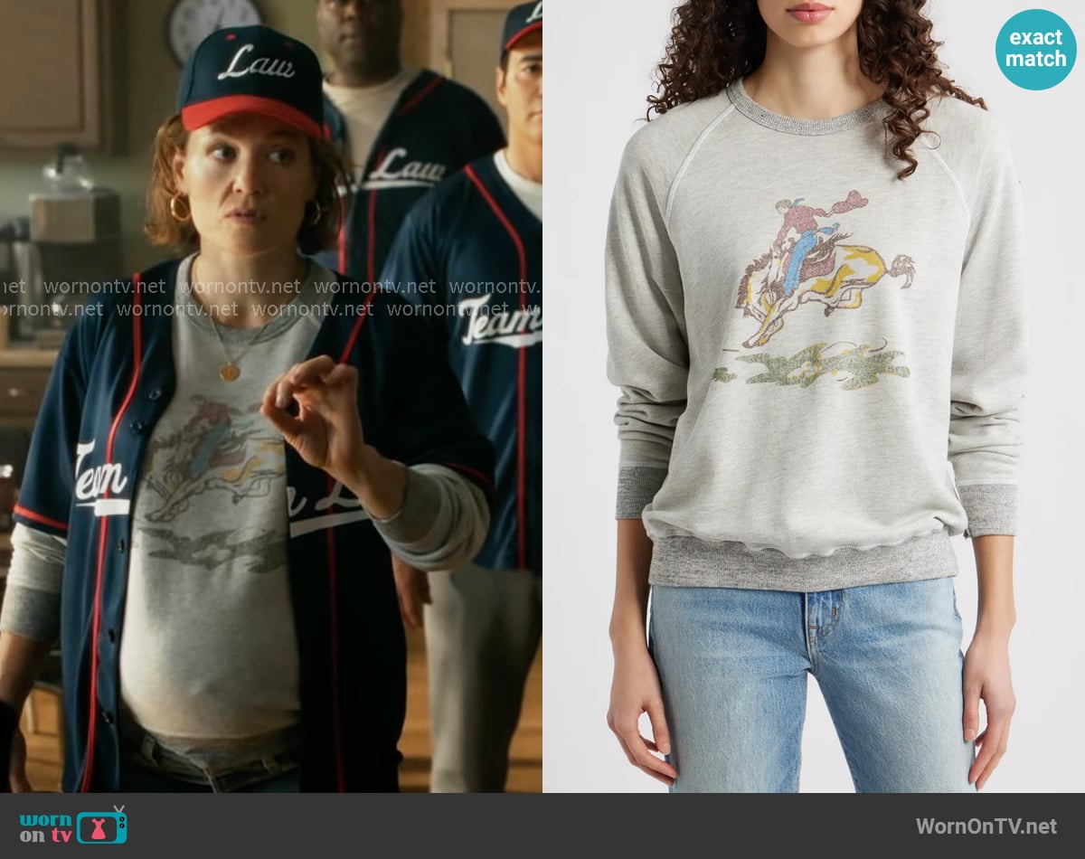 The Great The College Sweatshirt with Rider Graphic worn by Angie Polaski (Erika Christensen) on Will Trent