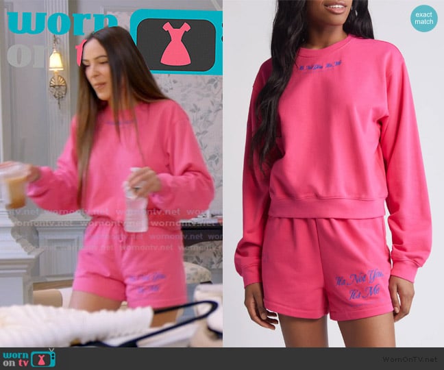 The Mayfair Group It's Not You Crop Crewneck Sweatshirt worn by Kelsey Swanson on The Real Housewives of Rhode Island