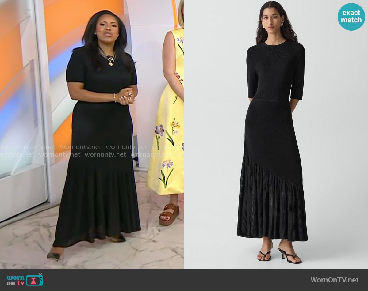 Sheinelle’s black pleated knit maxi dress on Today