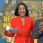 Tiffany Haddish’s red button front flare dress on Today