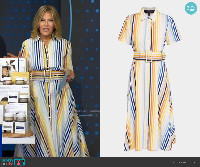 Toccin Jean Striped Midi Shirtdress in sunset worn by Tory Johnson on Good Morning America