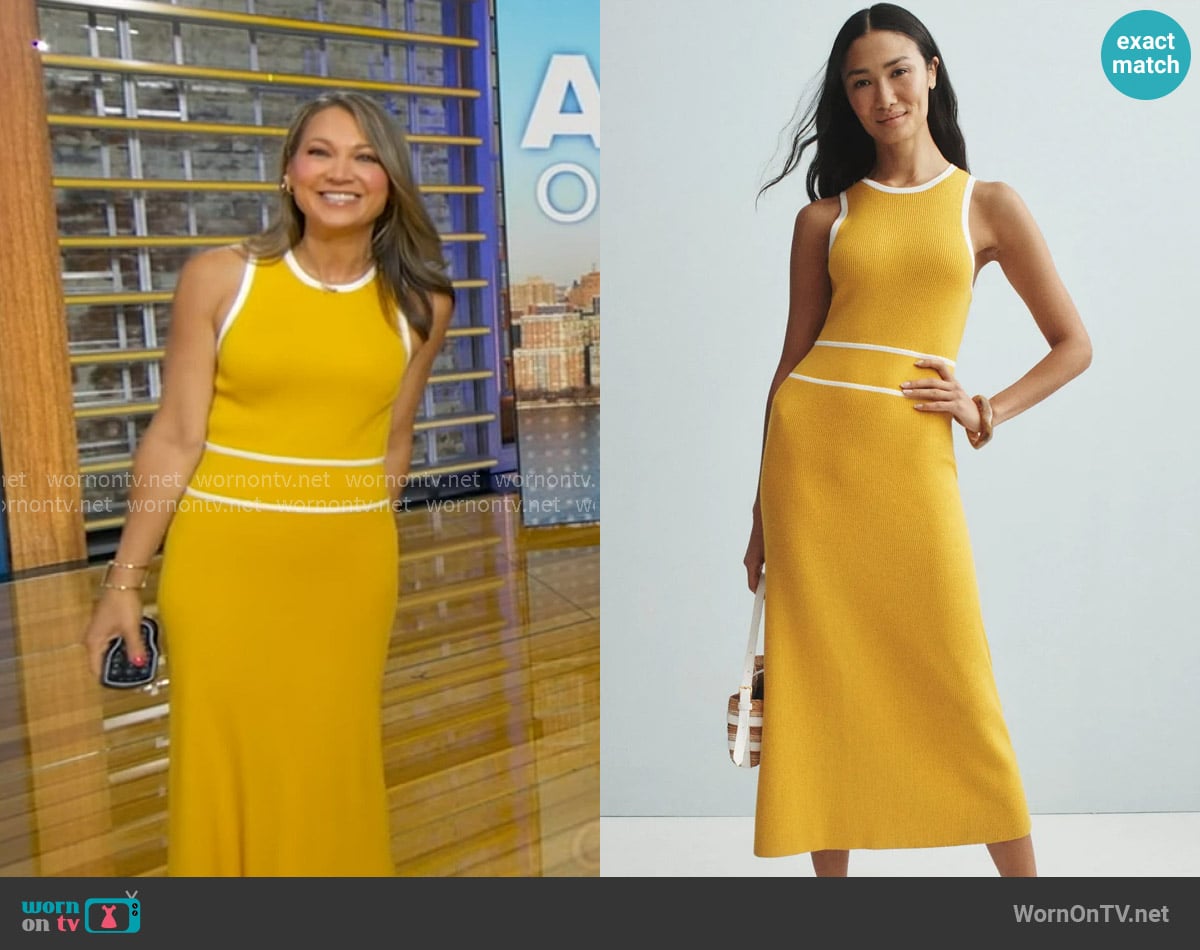 Toccin Knit Midi Dress in yellow worn by Ginger Zee on Good Morning America