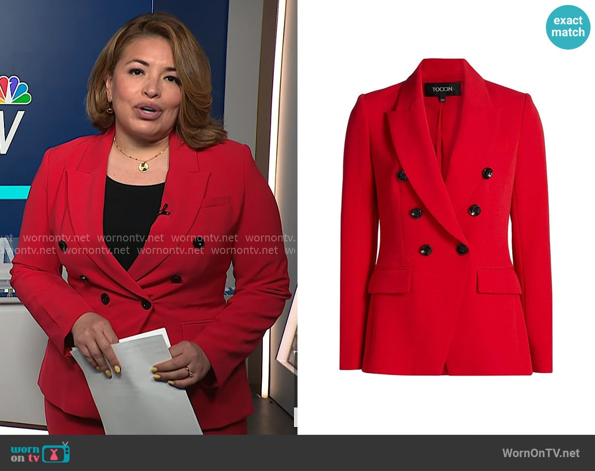 Toccin Kylie Double-Breasted Blazer worn by Gilma Avalos on NBC News Daily