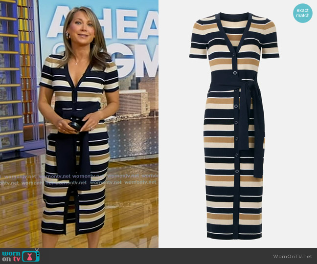 Toccin Tie Front Short Sleeve Midi Dress worn by Ginger Zee on Good Morning America