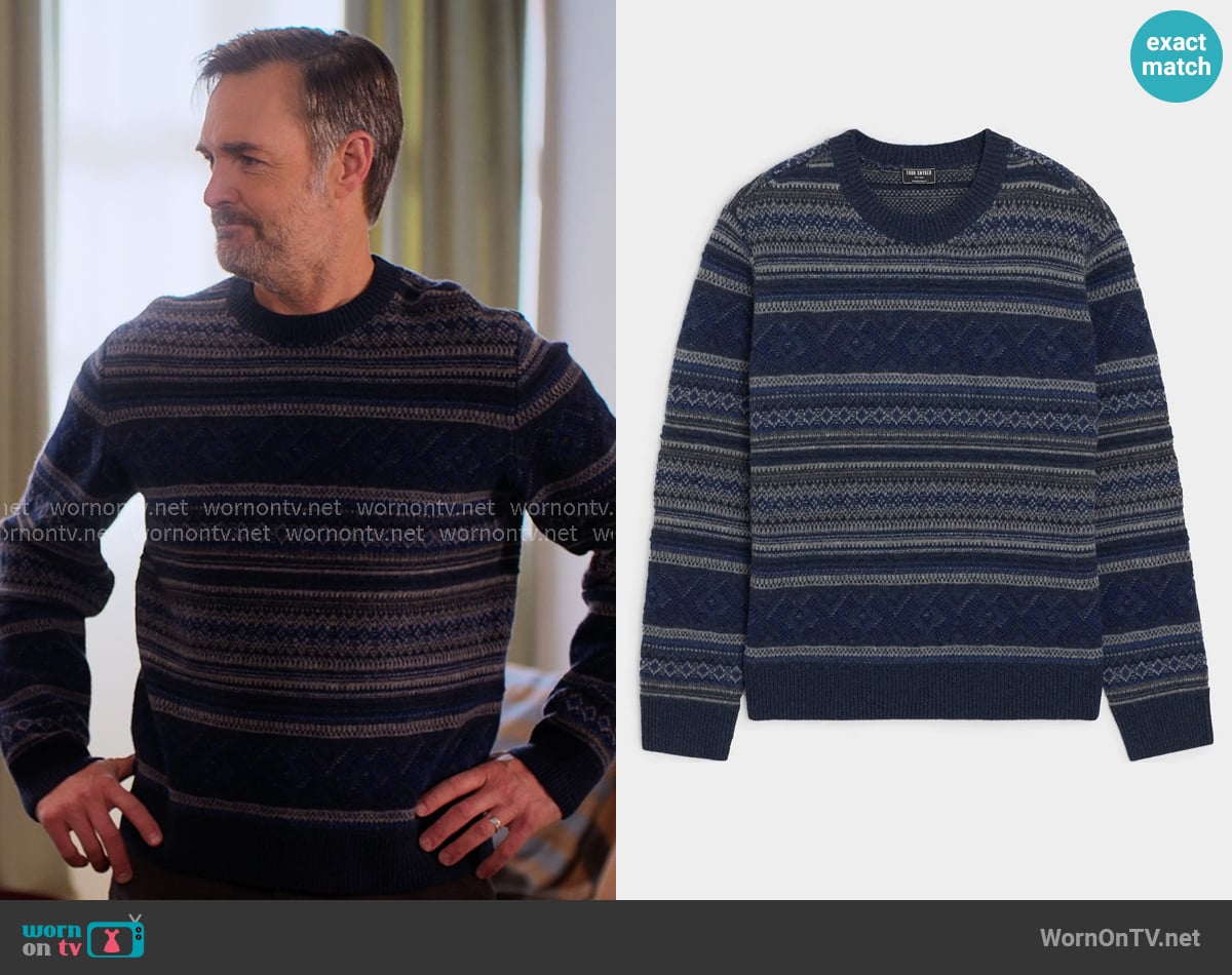 Todd Snyder Merino Fair Isle Crewneck Sweater worn by Jack (Will Forte) on The Four Seasons