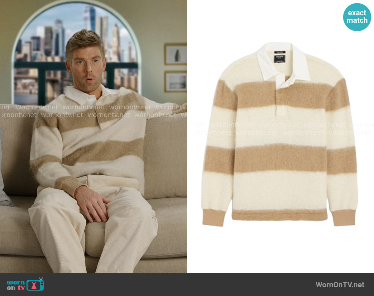 Todd Snyder Mohair Rugby Polo worn by Kyle Cooke on In The City