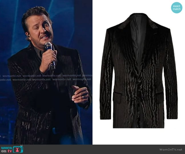 Tom Ford Velvet Blazer worn by Luke Bryan on American Idol