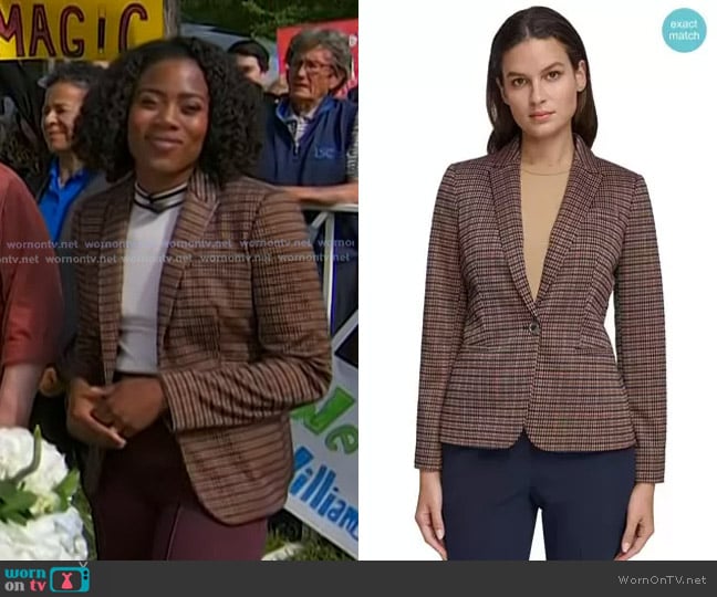 Tommy Hilfiger One-Button Plaid Blazer worn by Priscilla Thompson on Today