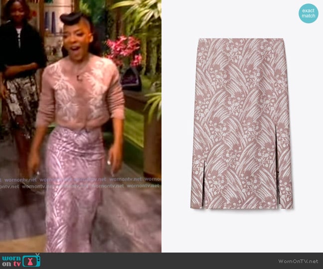 Kara Young’s pink print skirt on The View