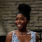 Trina's blue mixed polka dot cami top on General Hospital