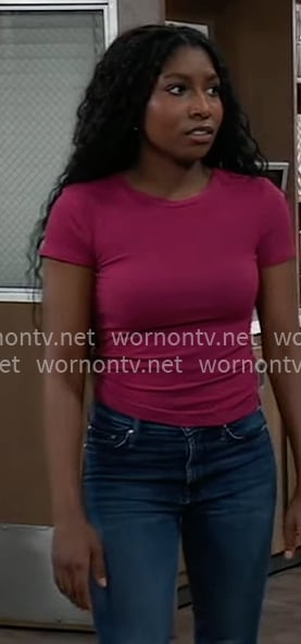 Trina’s pink tee on General Hospital