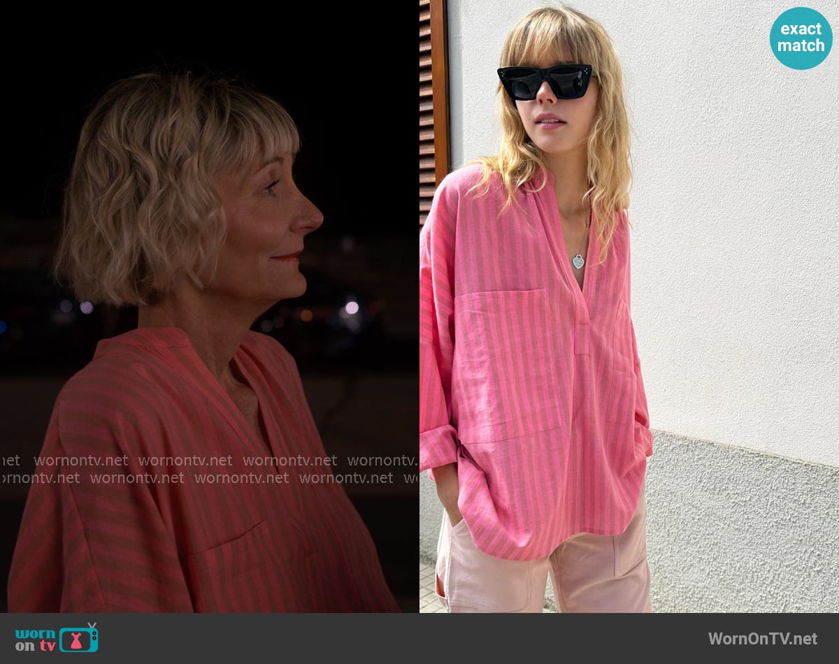 Two New York Stripe Long Sleeve Shirt worn by Anne (Kerri Kenney) on The Four Seasons