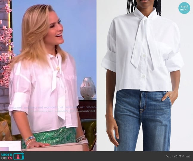 TWP Next Ex Tie Neck Crop Shirt worn by Sara Haines on The View